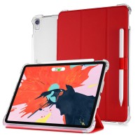 Newest smart magnetic PU leather case cover with transparent clear TPU shockproof plastic backcover case for ipad pro 12.9 2018