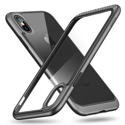 ESR Heavy Duty Dual Layer Solid Cover with Bumper Frame Clear Hard Back Cover Case for iPhone  X